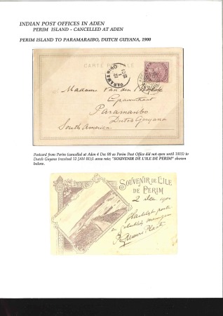 Stamp of India » Used Abroad PERIM: 1900 & 1901 Pair of postcards; 1900 "Souven