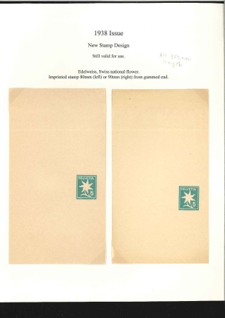 Stamp of Switzerland / Schweiz » Ganzsachen » Streifbänder 1938-59 Edelweiss 5C grün oder braun
