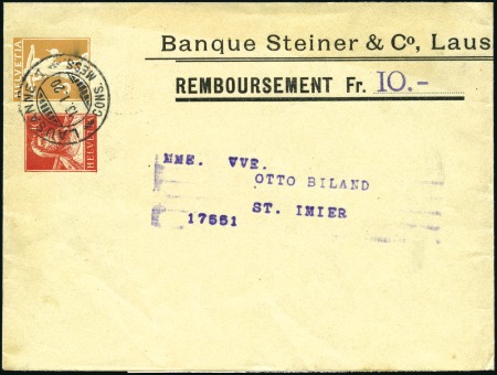 1917 Tellknabe 3C orangebraun, Banque Steiner & Co