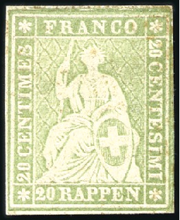 Stamp of Switzerland / Schweiz » Sitzende Helvetia Ungezähnt » Probedruck - Farbproben PROBEDRUCKE : Lot von 20 Proben, meist ungebraucht