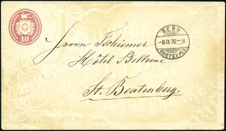 1869 10C karminrot, Umschlag mit LITHOGRAPHIE LIPS