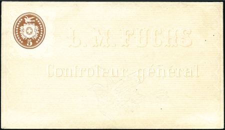 1869 5C braun, Umschlag mit L.M. FUCHS CONTROLEUR 