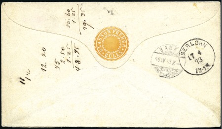 1869 25C grün, Umschlag mit GLASSON FRÈRES BULLE F