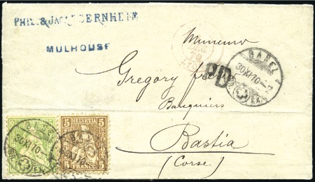 1871 (30. Nov.) 25C grün und 5C braun auf Faltbrie