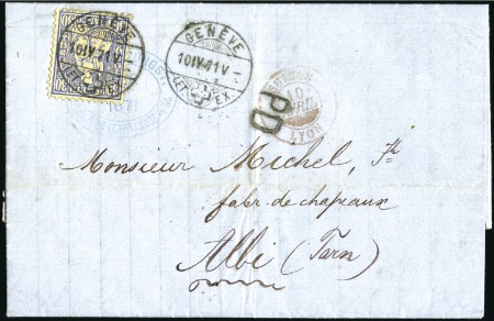 1871 (10 Apr.) 30C ultramarin auf Faltbrief aus Fr