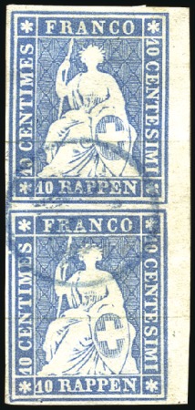 Stamp of Switzerland / Schweiz » Sitzende Helvetia Ungezähnt » Münchner Druck, 1. Auflage 5Rp rotbraun - 15Rp mattrosa und 40Rp blassgelbgrü