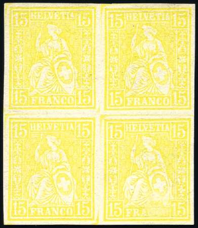 15C gelb in Originalfarbe, Viererblock, ohne Wasse
