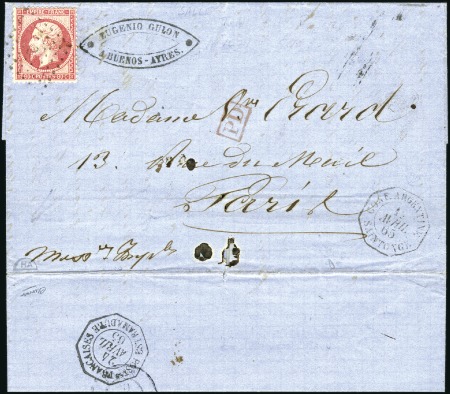 1865 Pli de Buenos-Ayres pour Paris avec 80c Empir