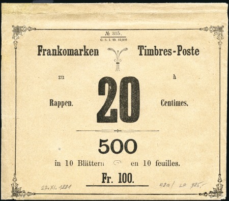 1881 20C "Frankomarken" Kuvert, N°315, in guter Er