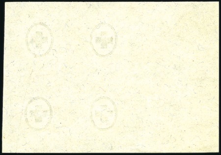 Stamp of Switzerland / Schweiz » Sitzende Helvetia Gezaehnt » Probe Faserpapier nur mit Kontrollzeichen versehen, Vier