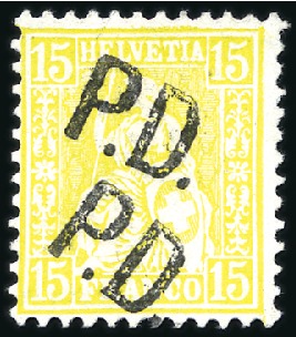 15c gelb, PD entwertung ohne Einfassung (AW Gr. 13