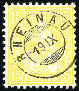 15C gelb, entwertet mit Zwergstempel RHEINAU 19 IX
