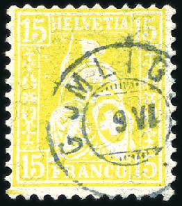 15C gelb, entwertet mit Zwergstempel GÜMLIGEN 9 VI