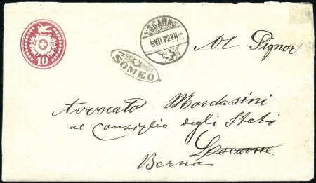 1871 10C karminrot, Umschlag, mit Strahlenstempel 