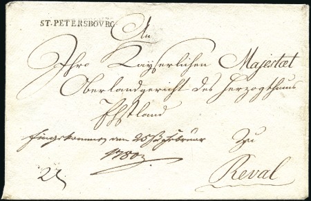 1780 Envelope bearing straightline 'ST.PETERSBOURG