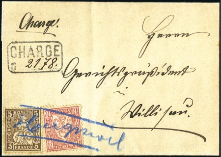 Stamp of Switzerland / Schweiz » Sitzende Helvetia Gezaehnt » Briefmarken 1862 5C braun und 10C rot mit handschriftlicher Entwert