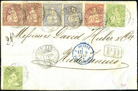 BRASILIEN 1872: 50C lila (2), 30C ultramarin (2), 