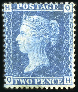 Stamp of Great Britain » 1854-70 Perforated Line Engraved 1858-79 2d blue pl.8, unused, fine and scarce (SG 