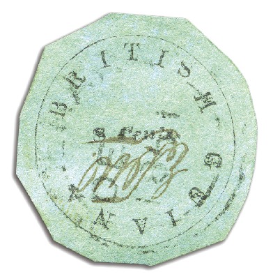 1850-51 8 cents black on blue-green, Townsend Type