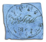 1850-51 12 cents black on blue, Townsend Type A, w