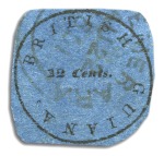 1850-51 12 cents black on blue Townsend forgery no