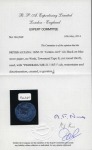 1850-51 12 cents black on blue, Townsend Type B, "EDW", cut round 