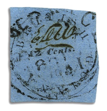 1850-51 12 cents black on pale blue, Townsend Type
