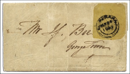 Stamp of British Guiana 1850-51 pelure paper (very thin and transparent, a