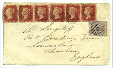 1860 cover from Demerara to Sunderland with strip 