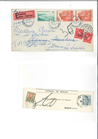 MONACO 1908-1953 Kleines Lot Nachportobriefe mit i