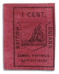 1852 Waterlow 1 cent black on magenta, part sheet 