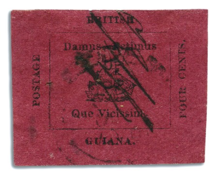 1856 Provisional 4 cents black on magenta, initial