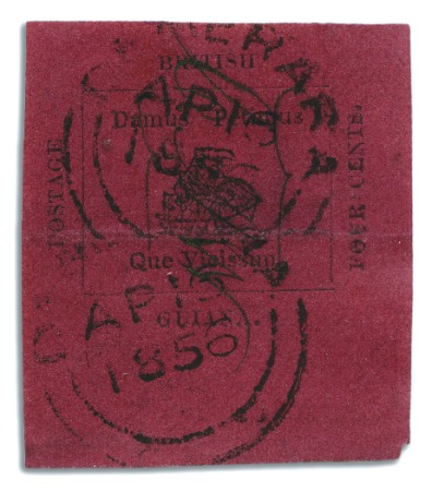 Stamp of British Guiana 1856 Provisional 4 cents black on magenta, Type 1,