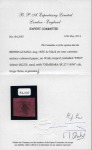 Stamp of British Guiana » 1856 Provisionals (SG 23-27) 1856 Provisional 4 cents black on rose-carmine, cut square, light Demerara datestamp