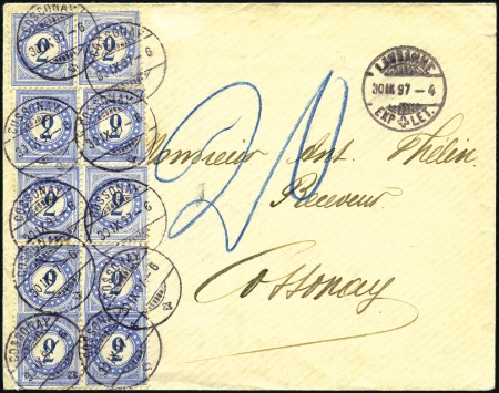 Stamp of Switzerland / Schweiz » Nachportomarken (Inlandsbriefe) 1897 Unfrankiertes Kuvert von Lausanne 30.9.97 nac