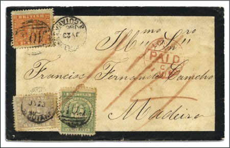 Stamp of British Guiana 1860-76 Ship issue 24 cents, 12 cents and 2 cents 