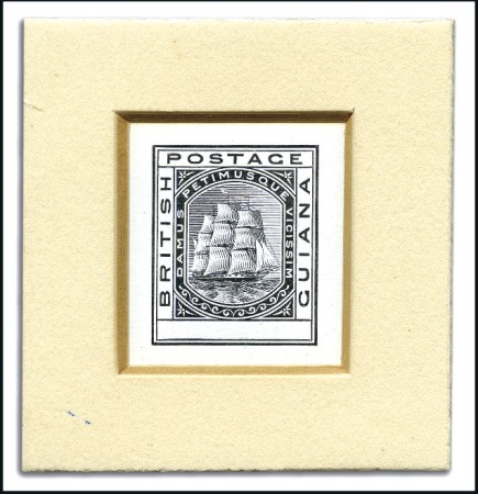 Stamp of British Guiana 1876-79 Ship issue, Master Die Proof in black on g