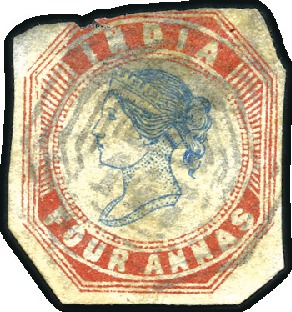 Stamp of India » Used Abroad PENANG: 1854 1/2a, 1a, 2a and 4a with "B / 147" ca