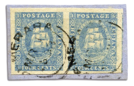 Stamp of British Guiana 1853-55 Waterlow lithographed 4 cent first stone u
