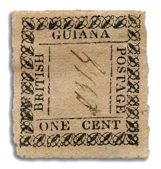 Stamp of British Guiana 1862 Provisionals 1 cent rose selection of types A
