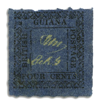 Stamp of British Guiana 1862 Provisionals 4 cent blue selection of types A