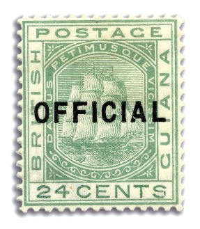 Stamp of British Guiana Officials: 1877 24 cent green (unissued), mint ori