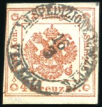 1858 4Kr red, type I, used with central and unusua