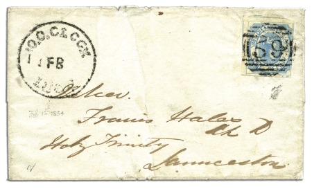 1854 (Feb 1) Wrapper sent locally in Launceston wi