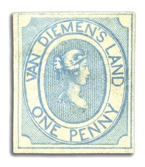 1853 1d Blue unused without gum, intermediate impr