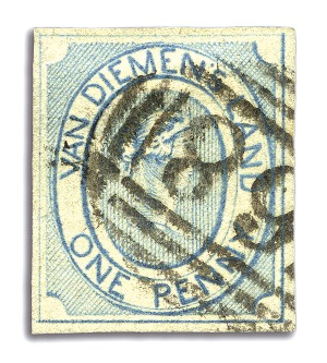 Stamp of Australia » Tasmania 1853 1d Blue used, intermediate impression, medium