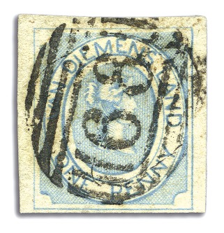 1853 1d Pale Blue used, intermediate impression, m