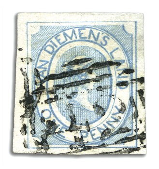 Stamp of Australia » Tasmania 1853 1d Blue used, intermediate impression, thin h
