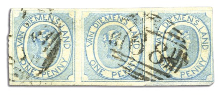 Stamp of Australia » Tasmania 1853 1d Blue used selection of 24 singles, 2 pairs