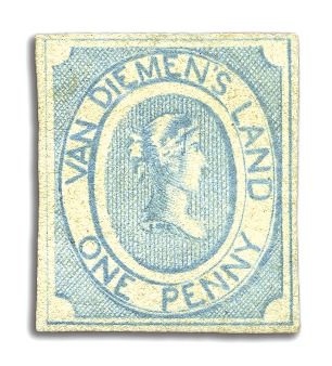 Stamp of Australia » Tasmania 1853 1d Pale Blue unused, intermediate impression,